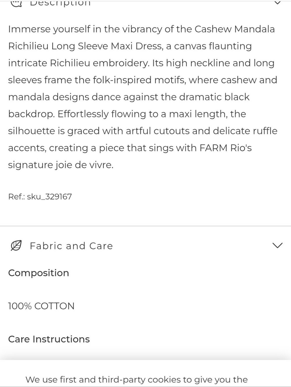 NWT Farm Rio Cashew Mandala Richelieu Long Sleeve Maxi Dress Black Size M $398 - Picture 9 of 9